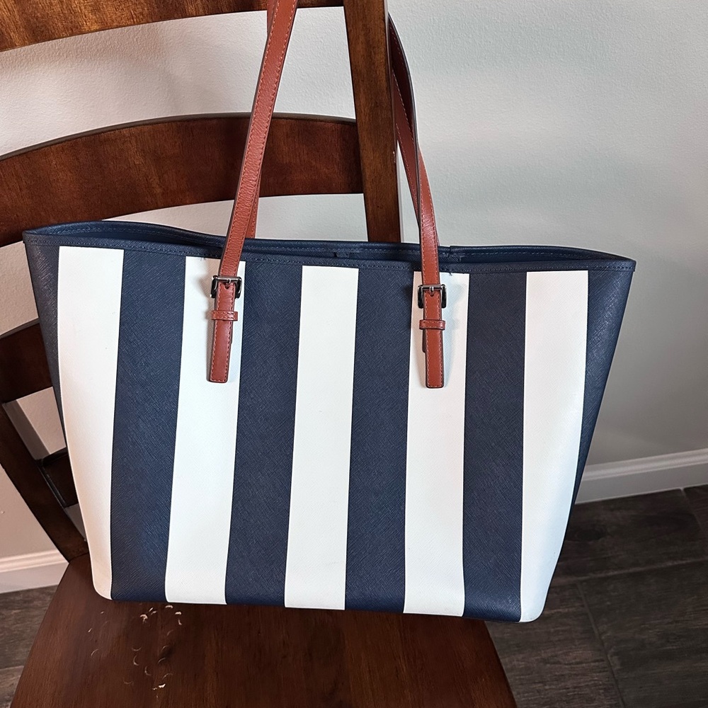 Michael Kors Striped Navy and White Tote - Picture 2 of 6